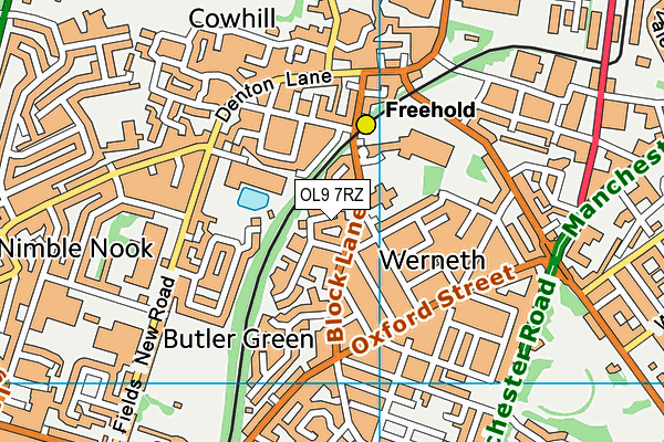 OL9 7RZ map - OS VectorMap District (Ordnance Survey)