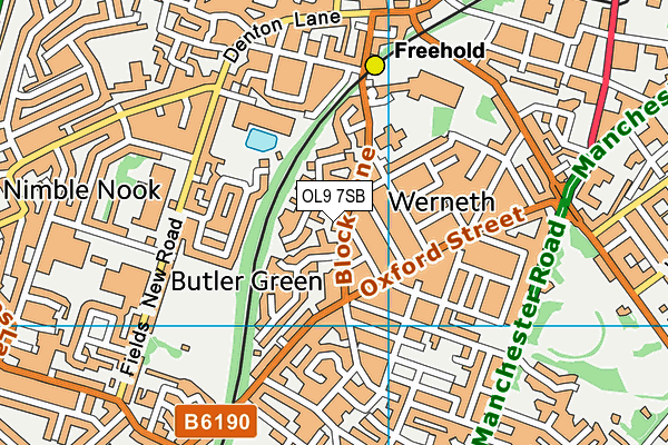 OL9 7SB map - OS VectorMap District (Ordnance Survey)