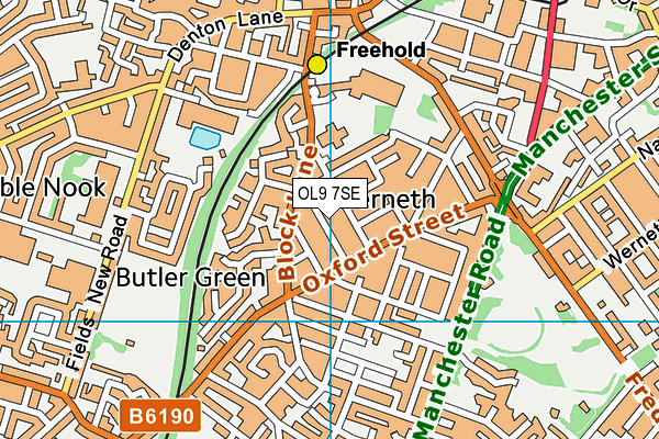 OL9 7SE map - OS VectorMap District (Ordnance Survey)