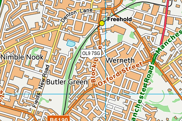 OL9 7SG map - OS VectorMap District (Ordnance Survey)