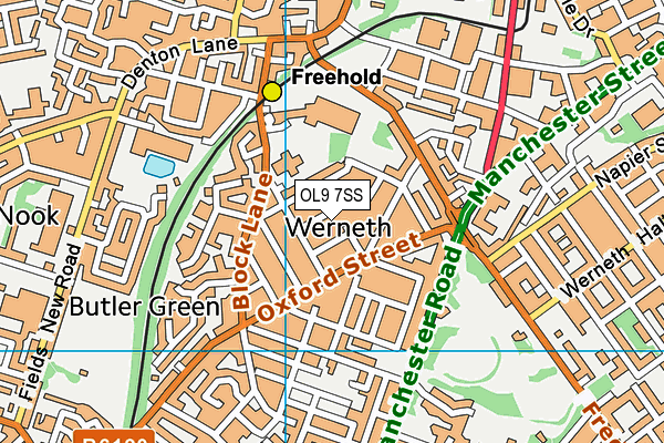 OL9 7SS map - OS VectorMap District (Ordnance Survey)