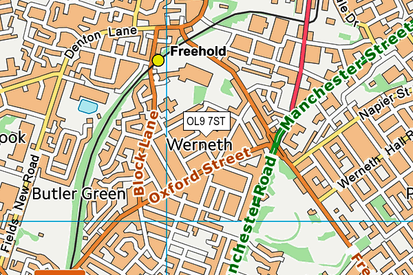 OL9 7ST map - OS VectorMap District (Ordnance Survey)