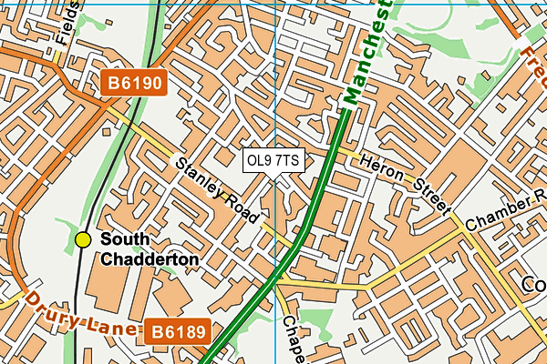 OL9 7TS map - OS VectorMap District (Ordnance Survey)