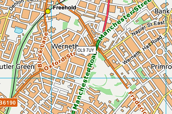 OL9 7UY map - OS VectorMap District (Ordnance Survey)