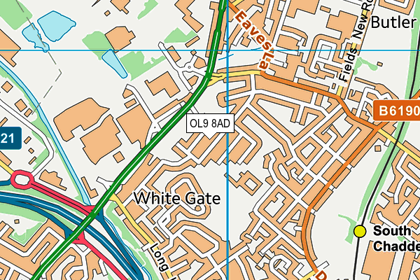 OL9 8AD map - OS VectorMap District (Ordnance Survey)