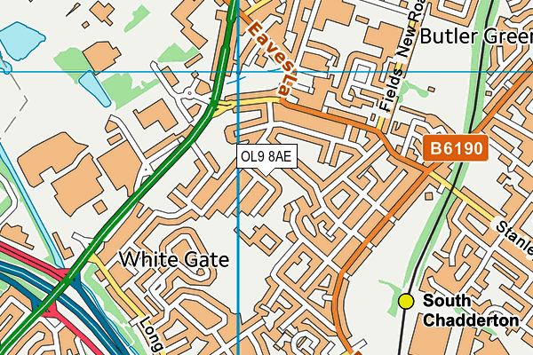 OL9 8AE map - OS VectorMap District (Ordnance Survey)