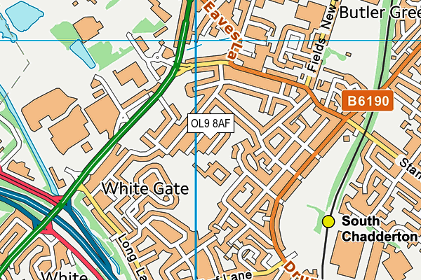 OL9 8AF map - OS VectorMap District (Ordnance Survey)