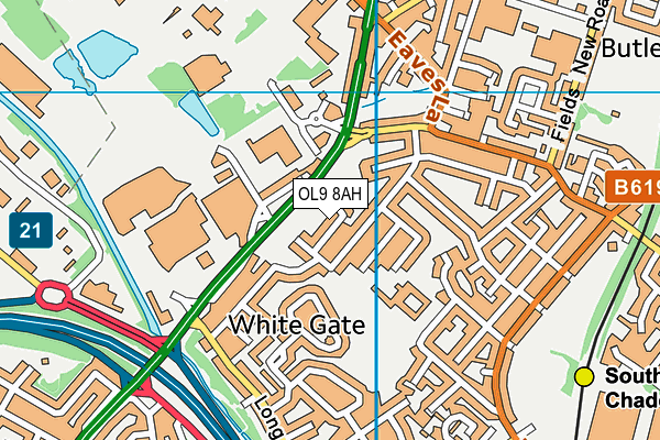 OL9 8AH map - OS VectorMap District (Ordnance Survey)