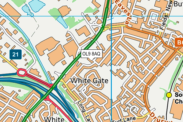 OL9 8AQ map - OS VectorMap District (Ordnance Survey)