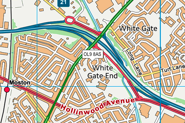 OL9 8AS map - OS VectorMap District (Ordnance Survey)