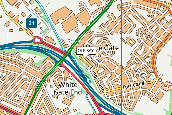 OL9 8AY map - OS VectorMap District (Ordnance Survey)