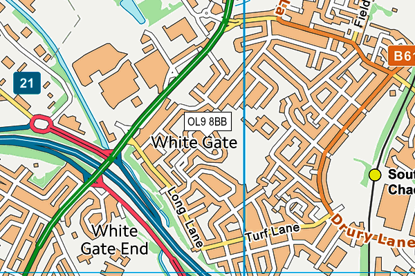 OL9 8BB map - OS VectorMap District (Ordnance Survey)