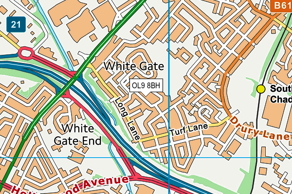 OL9 8BH map - OS VectorMap District (Ordnance Survey)