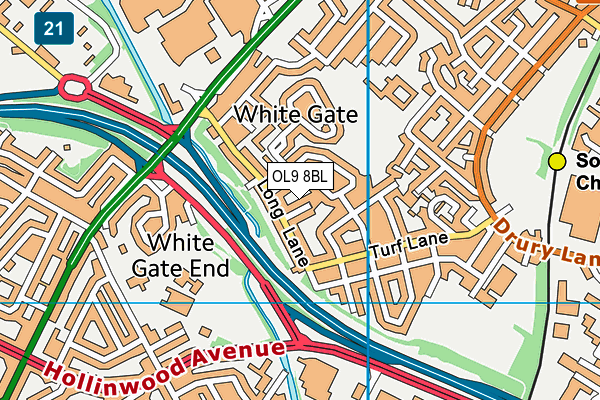 OL9 8BL map - OS VectorMap District (Ordnance Survey)