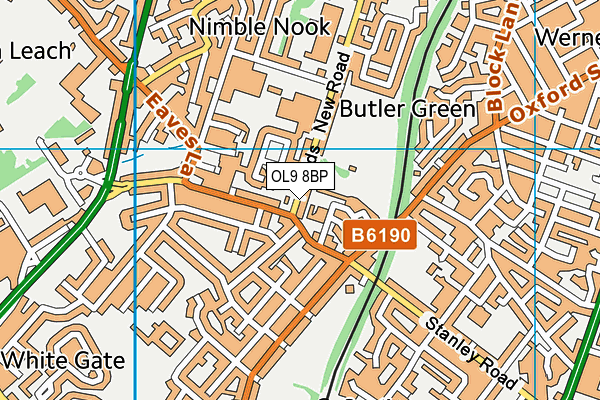 OL9 8BP map - OS VectorMap District (Ordnance Survey)