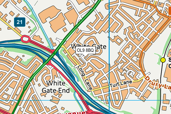 OL9 8BQ map - OS VectorMap District (Ordnance Survey)