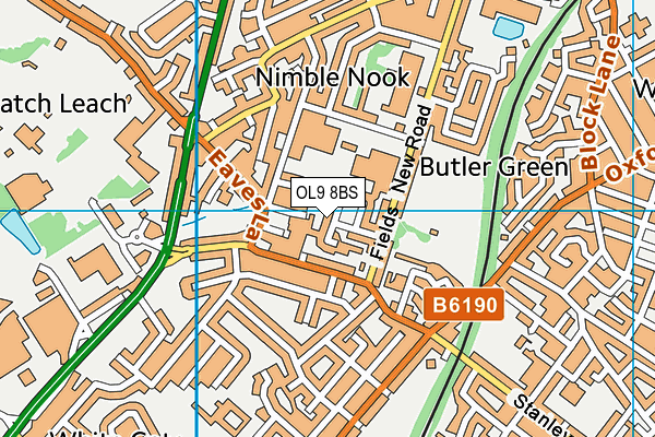 OL9 8BS map - OS VectorMap District (Ordnance Survey)