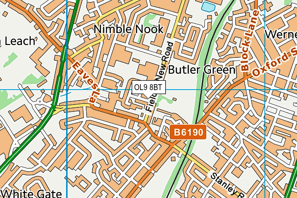 OL9 8BT map - OS VectorMap District (Ordnance Survey)