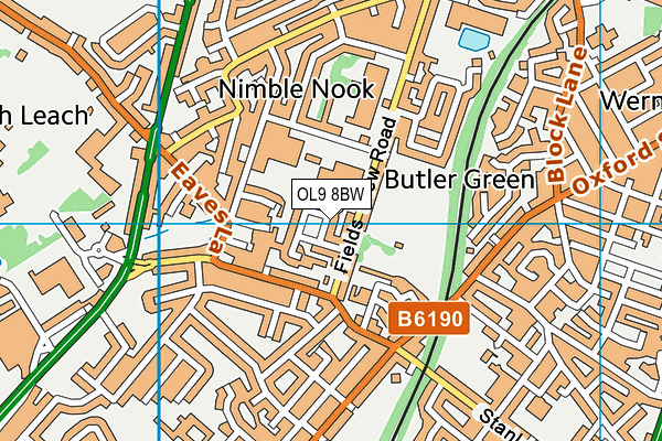 OL9 8BW map - OS VectorMap District (Ordnance Survey)