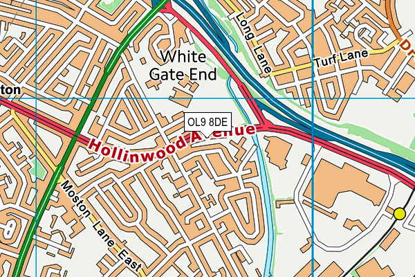 OL9 8DE map - OS VectorMap District (Ordnance Survey)