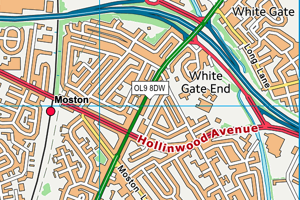 OL9 8DW map - OS VectorMap District (Ordnance Survey)