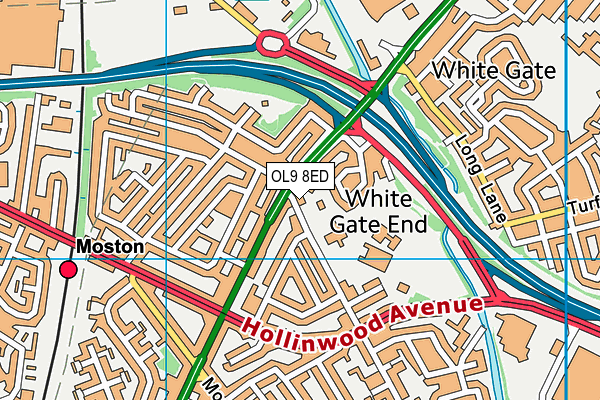 OL9 8ED map - OS VectorMap District (Ordnance Survey)