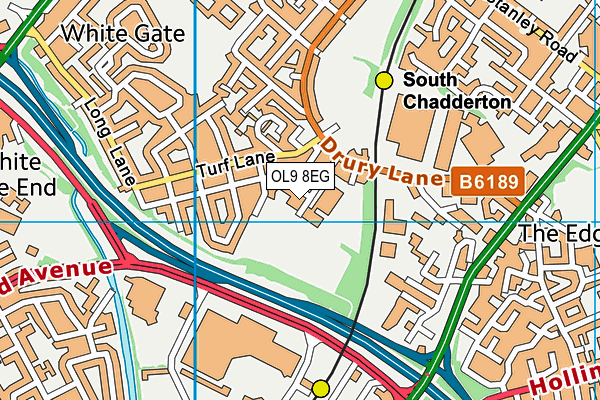 Granby Street Playing Fields map (OL9 8EG) - OS VectorMap District (Ordnance Survey)