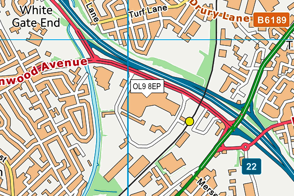 OL9 8EP map - OS VectorMap District (Ordnance Survey)