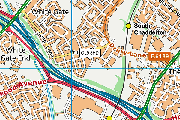 OL9 8HD map - OS VectorMap District (Ordnance Survey)