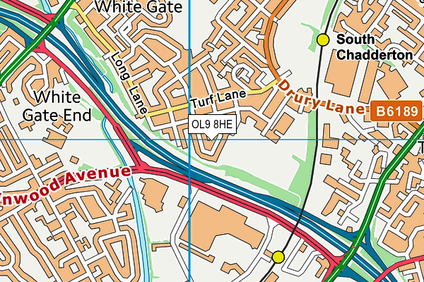 OL9 8HE map - OS VectorMap District (Ordnance Survey)