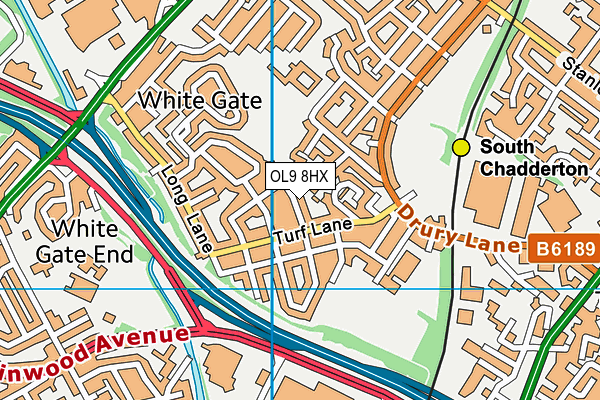 OL9 8HX map - OS VectorMap District (Ordnance Survey)