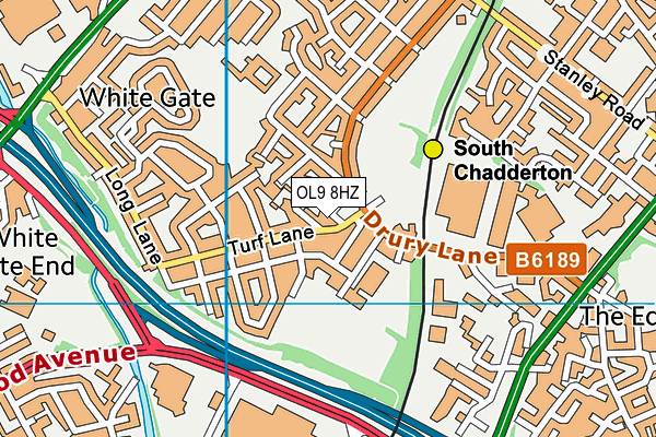 OL9 8HZ map - OS VectorMap District (Ordnance Survey)