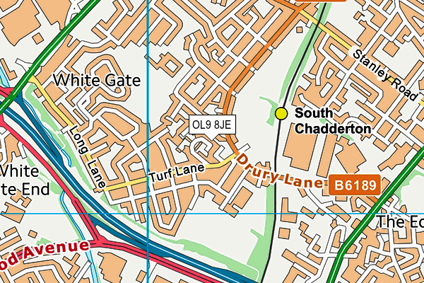 OL9 8JE map - OS VectorMap District (Ordnance Survey)