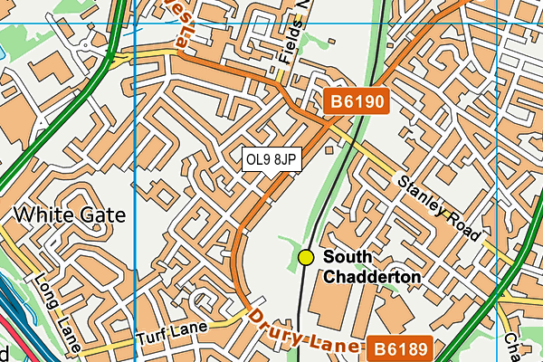 Coalshaw Green Park map (OL9 8JP) - OS VectorMap District (Ordnance Survey)