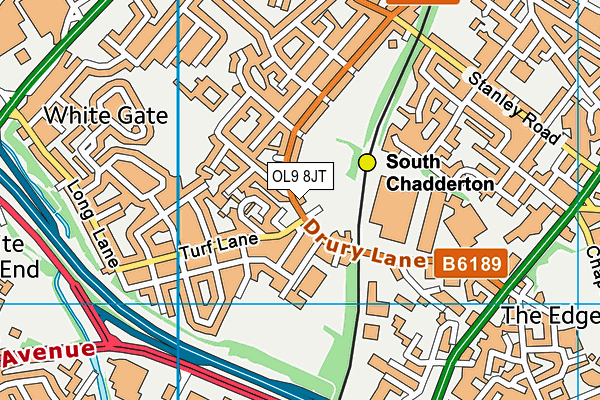 OL9 8JT map - OS VectorMap District (Ordnance Survey)