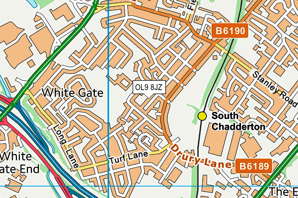 OL9 8JZ map - OS VectorMap District (Ordnance Survey)