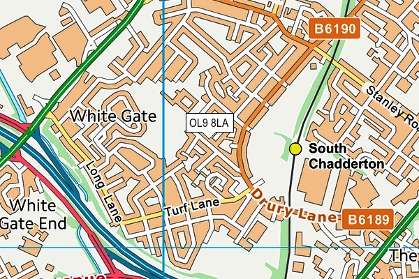 OL9 8LA map - OS VectorMap District (Ordnance Survey)