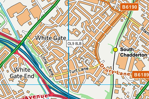 OL9 8LB map - OS VectorMap District (Ordnance Survey)