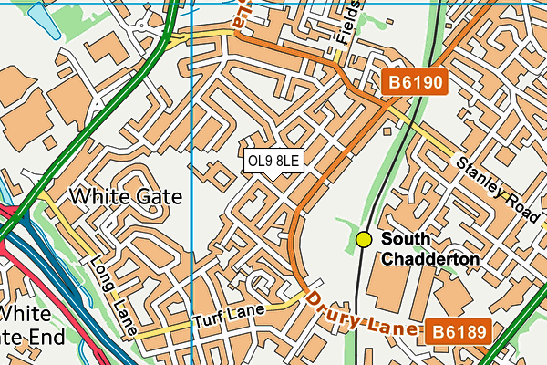 OL9 8LE map - OS VectorMap District (Ordnance Survey)