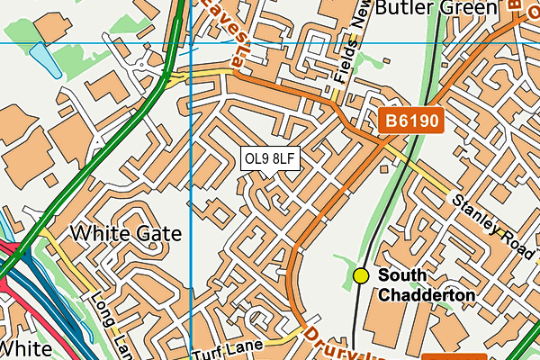 OL9 8LF map - OS VectorMap District (Ordnance Survey)