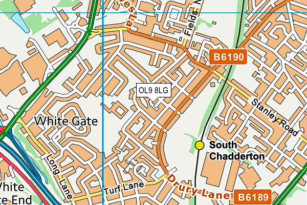 OL9 8LG map - OS VectorMap District (Ordnance Survey)