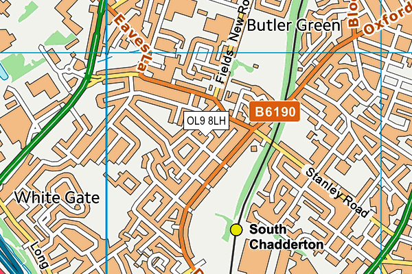 OL9 8LH map - OS VectorMap District (Ordnance Survey)