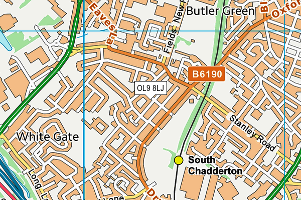 OL9 8LJ map - OS VectorMap District (Ordnance Survey)