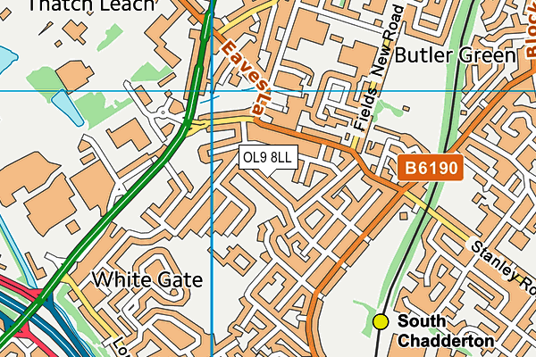 OL9 8LL map - OS VectorMap District (Ordnance Survey)