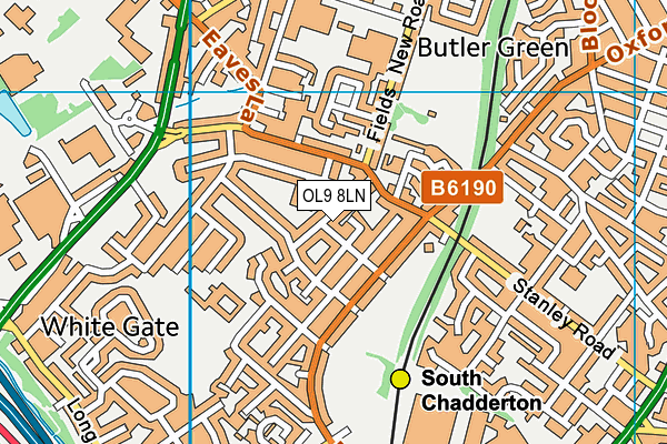 OL9 8LN map - OS VectorMap District (Ordnance Survey)