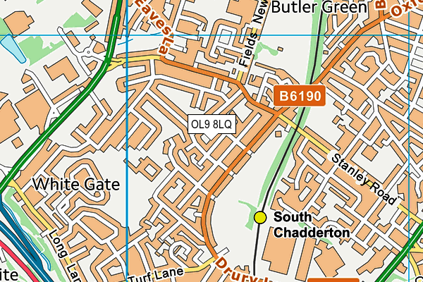 OL9 8LQ map - OS VectorMap District (Ordnance Survey)