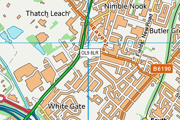 OL9 8LR map - OS VectorMap District (Ordnance Survey)