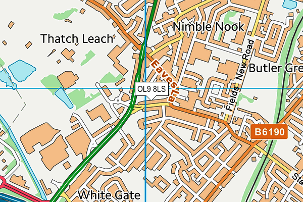 OL9 8LS map - OS VectorMap District (Ordnance Survey)