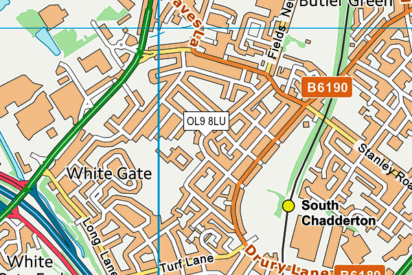 OL9 8LU map - OS VectorMap District (Ordnance Survey)