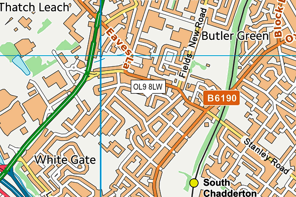 OL9 8LW map - OS VectorMap District (Ordnance Survey)